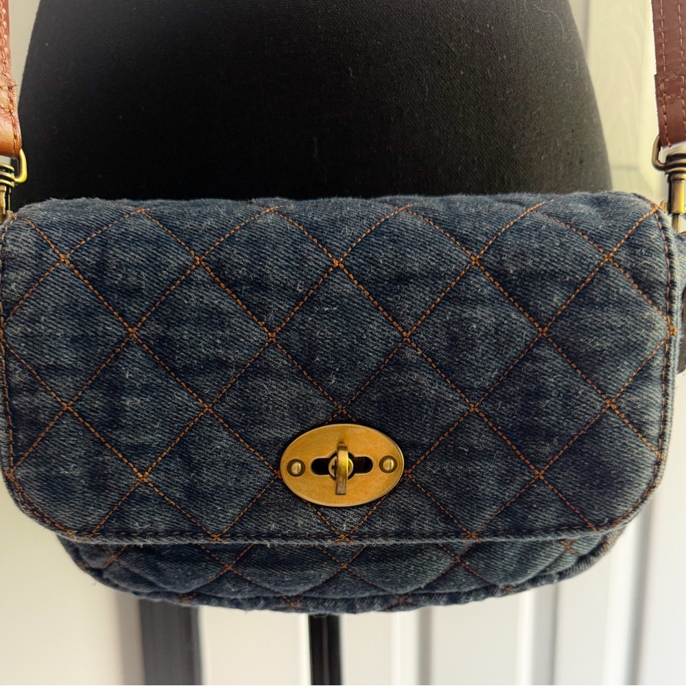 Patricia Nash Blue and Brown Crossbody Bag